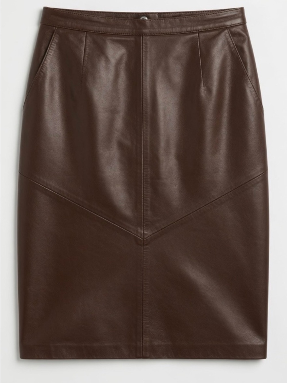 Vintage Brown Genuine Leather Pencil Skirt